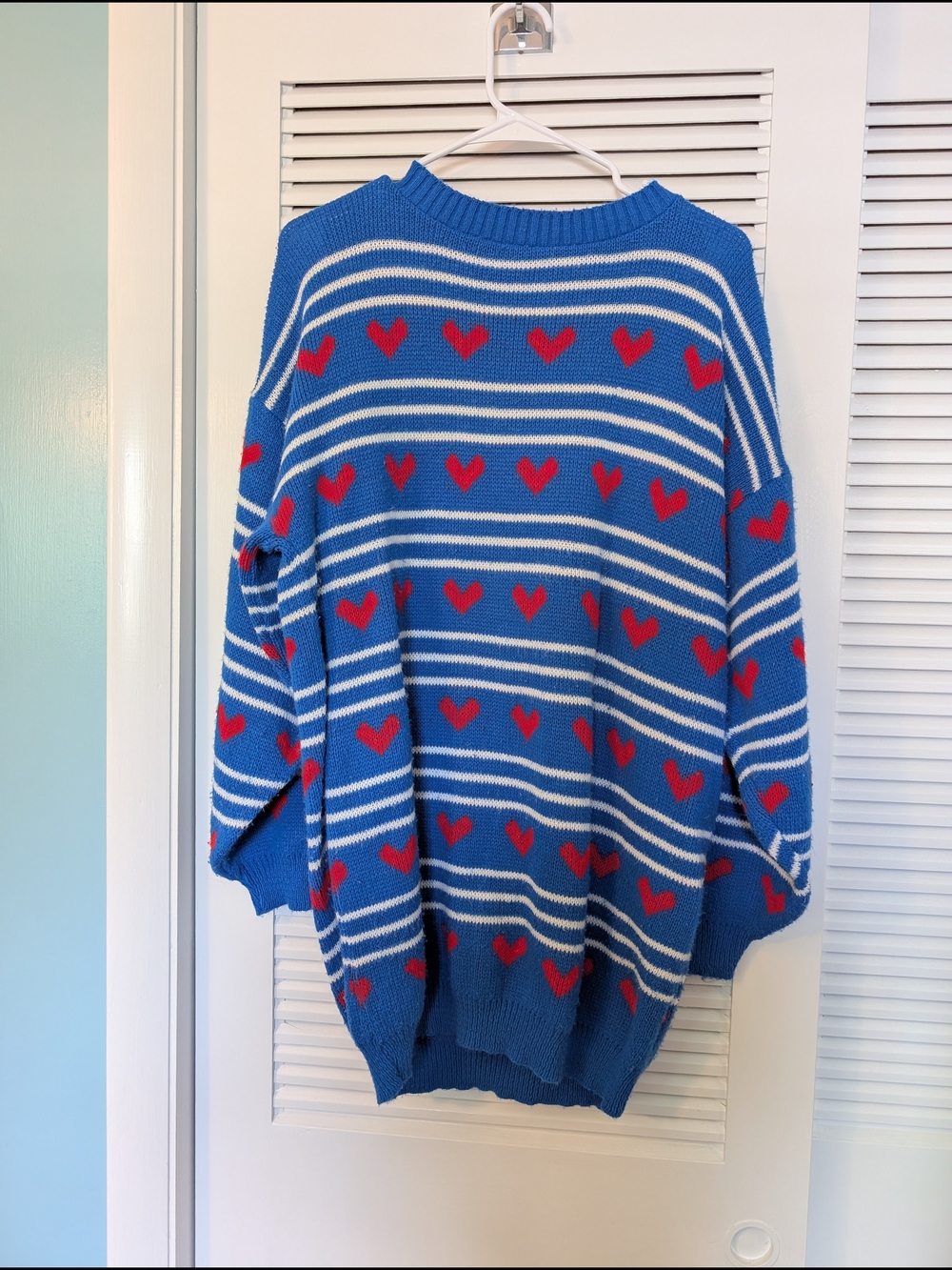 Vintage Jolie 1980's/90's Blue & Red Heart Sweater